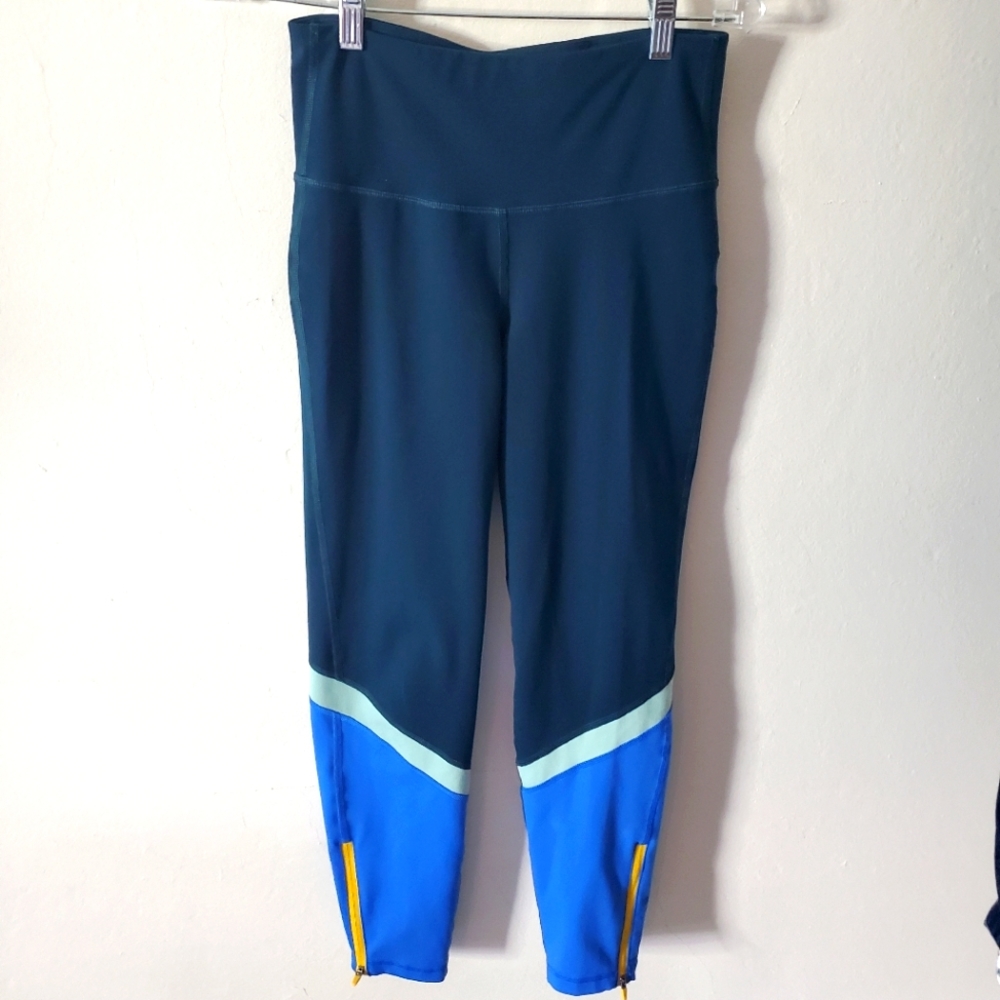 Old Navy Color Block teal and blue leggings